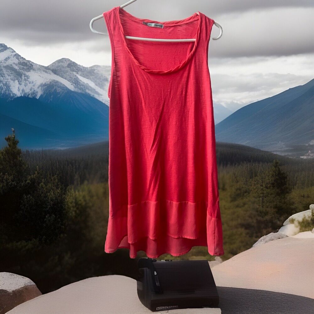 Maurices Top Womens Size Large Red Tank Crepe Accent